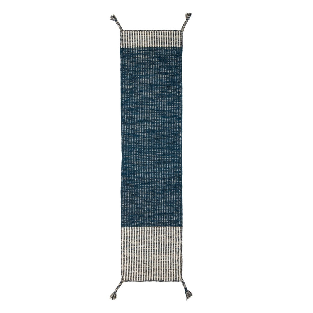 Plava vunena staza Flair Rugs Anu, 60 x 200 cm