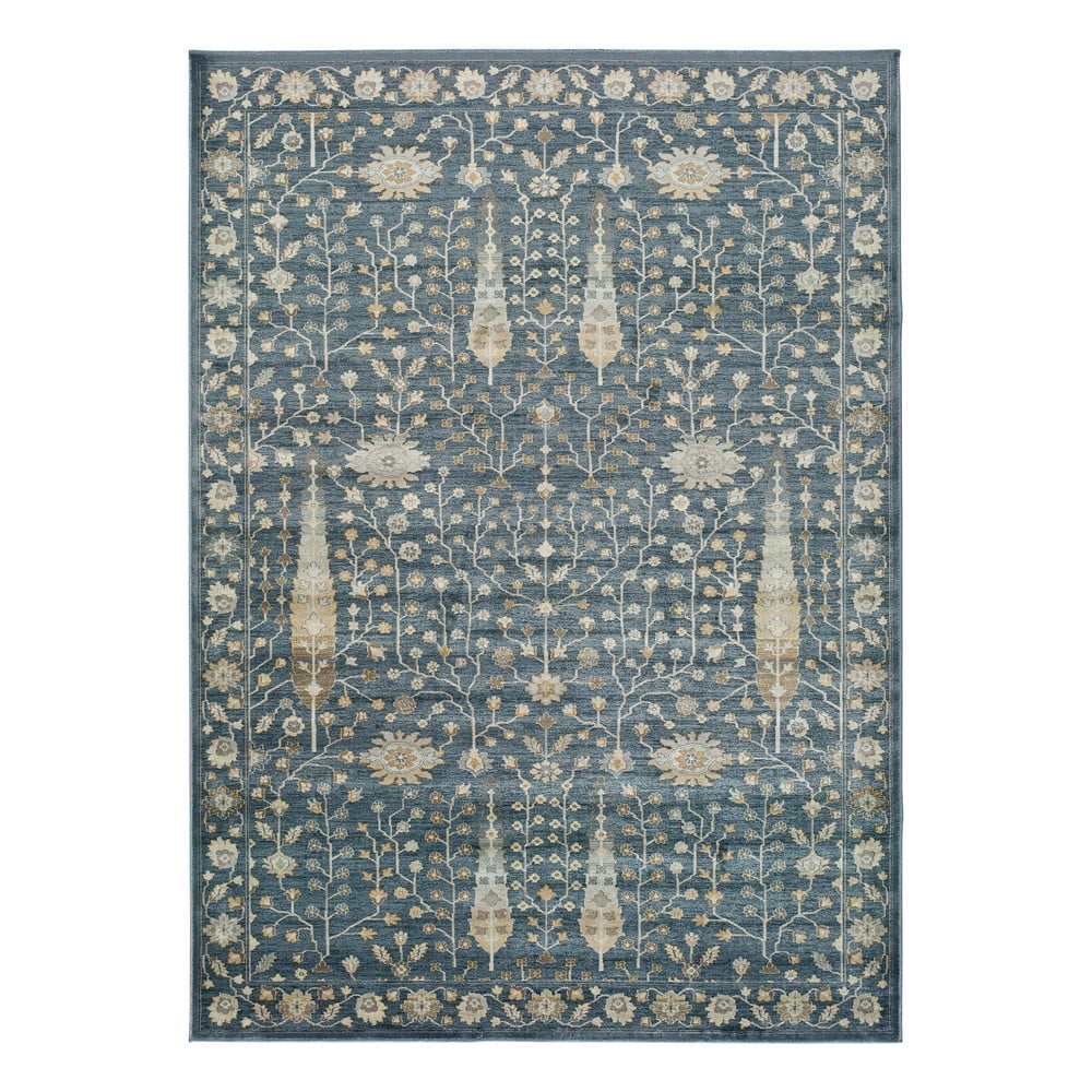 Plavi tepih od viskoze Universal Vintage Flowers, 160 x 230 cm