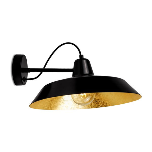 Crna zidna lampa s detaljima u boji zlata Bulb Attack Cinco Basic