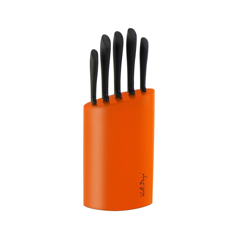Narančasti stalak s pet noževa Vialli Design