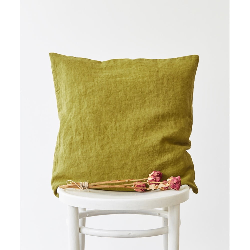 Zelena lanena jastučnica Linen Tales Classic, 50 x 50 cm