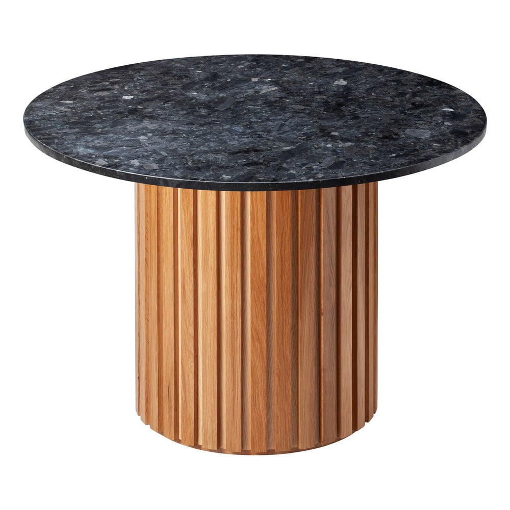 Blagovaonski stol od crnog granita s hrastovom bazom RGE Moon, ⌀ 105 cm