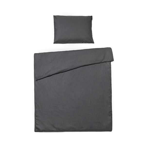 Antracitno siva posteljina na krevetu za jednu osobu od stonewashed pamuka Bonami Selection, 140 x 220 cm
