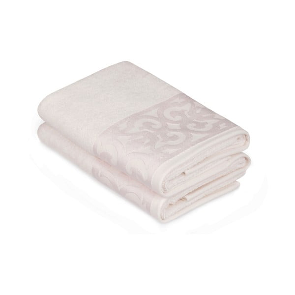 Set od 2 bijela pamučna ručnika za ruke s porubom kremaste boje Grace, 50 x 90 cm