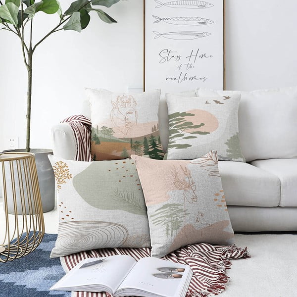 Set od 4 ukrasne jastučnice Minimalist Cushion Covers Scenery, 55 x 55 cm