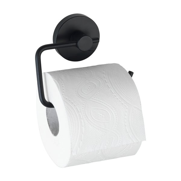 Crni držač za toalet papir Wenko Vacuum-Loc® Milazzo