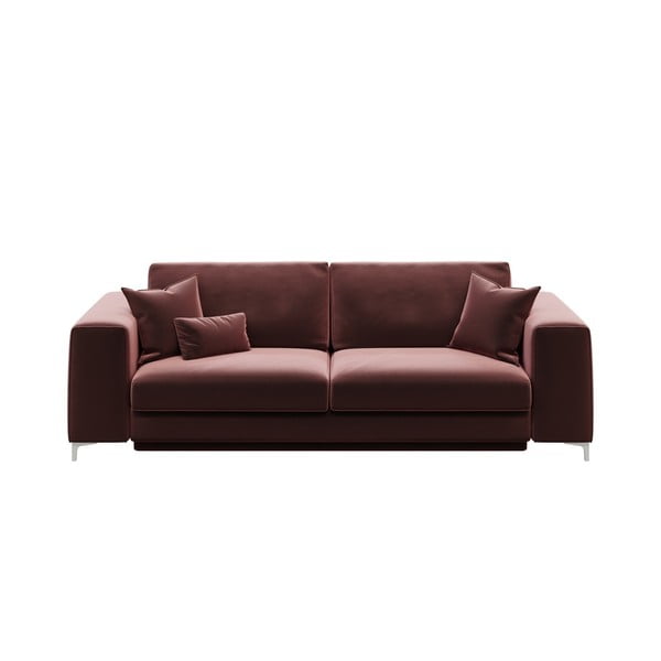 Tamnoružičasti baršunasti kauč na razvlačenje Devichy Rothe, 256 cm