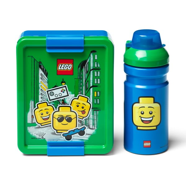 Set zeleno-plave kutije za užinu i boce LEGO® Iconic