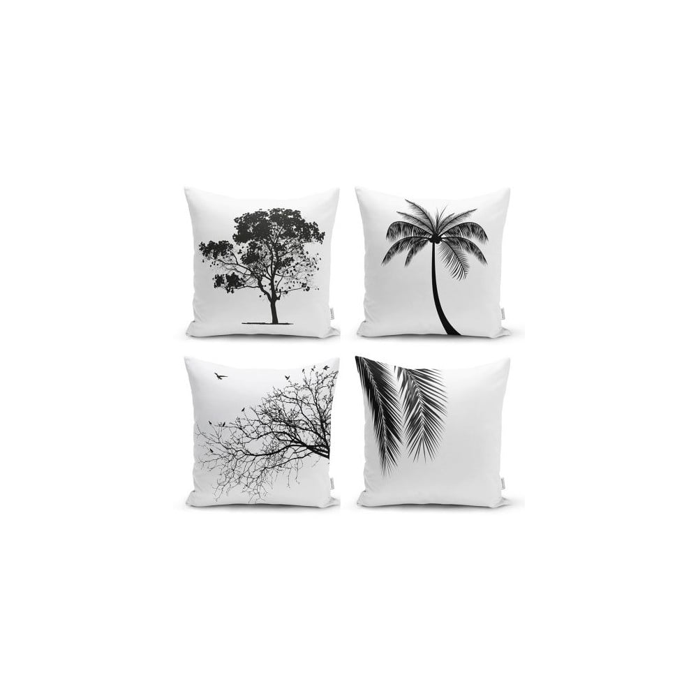 Set od 4 dekorativni premazi na jastucima minimalistički jastuk pokriva crno-bijelo, 45 x 45 cm