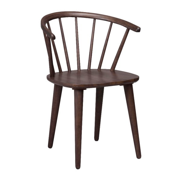 Tamnosmeđa blagovaonska stolica od drveta kaučukovca Rowico Carmen