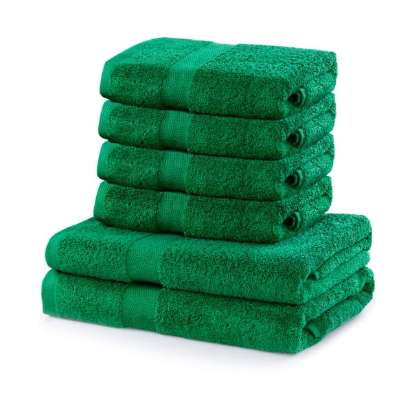 Set od 2 pamučna zelena ručnika za kupanje i 4 ručnika DecoKing Marina