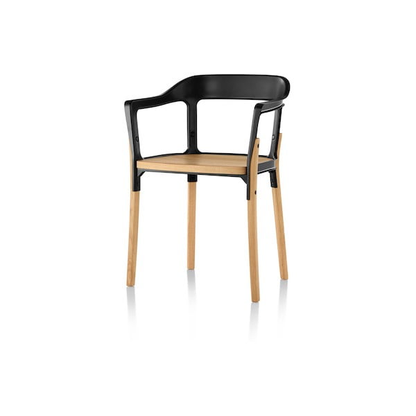 Crno-smeđa blagavaonska stolica Magis Steelwood