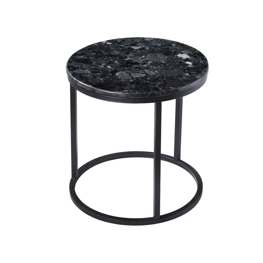 Crni granitni stol s crnim podnožjem RGE Crystal, ⌀ 50 cm