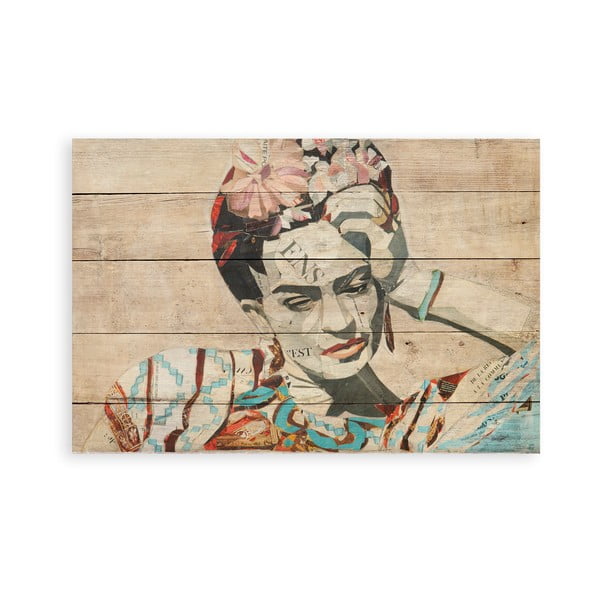 Slika od borovog drveta Madre Selva Collage of Frida, 40 x 60 cm