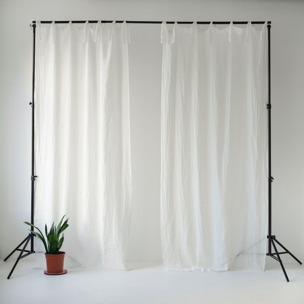 Bijela lanena lagana zavjesa s petljama Linen Tales Daytime, 250 x 130 cm