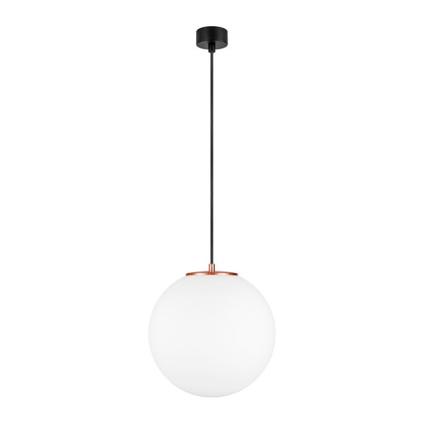 Bijela viseća svjetiljka s bakrenim grlom Sotto Luce TSUKI L, ⌀ 30 cm