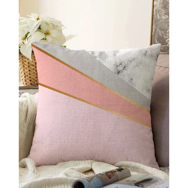 Pink-siva jastučnica s udjelom pamuka Minimalist Cushion Covers Marble, 55 x 55 cm