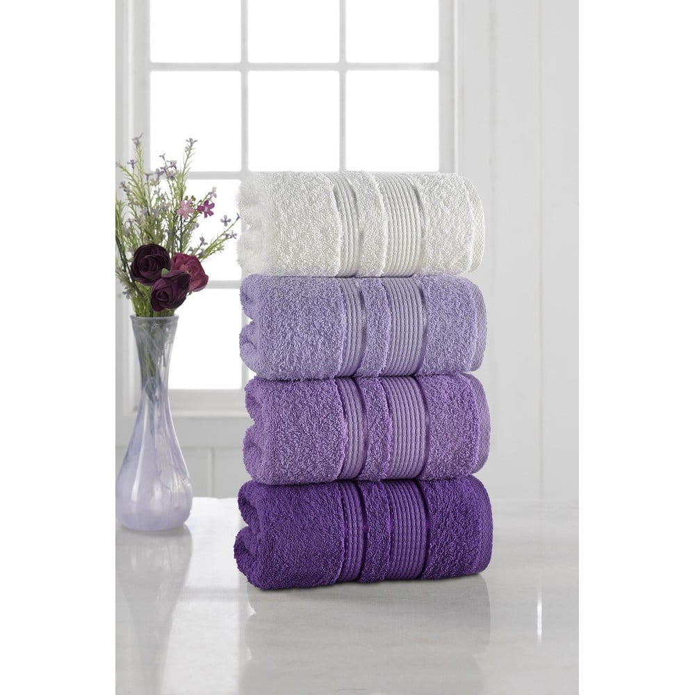 Set 4 ručnika Pure Cotton Purple, 50 x 85 cm