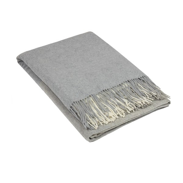 Sivo-bež prekrivač vune i kašmira LANZARETTI Deluxe, 140 x 200 cm