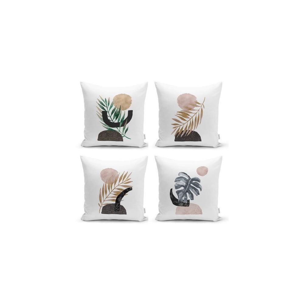 Set od 4 dekorativni premazi na jastucima minimalistički jastuk pokriva geometrijski list, 45 x 45 cm