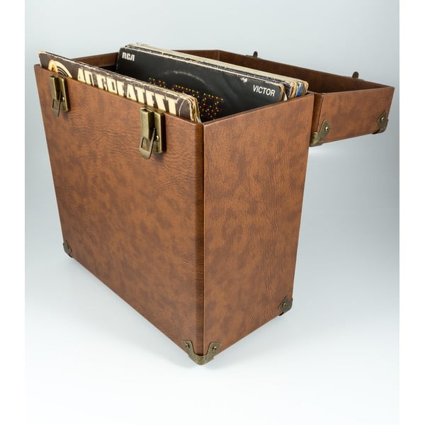 Smeđi kofer za vinil ploče GPO Vinyl Case