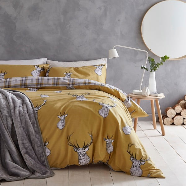 Žuta posteljina Catherine Lansfield Stag, 200 x 200 cm