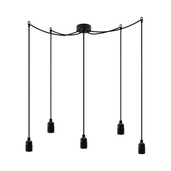 Petodijelna crna viseća lampa Bulb Basic Uno