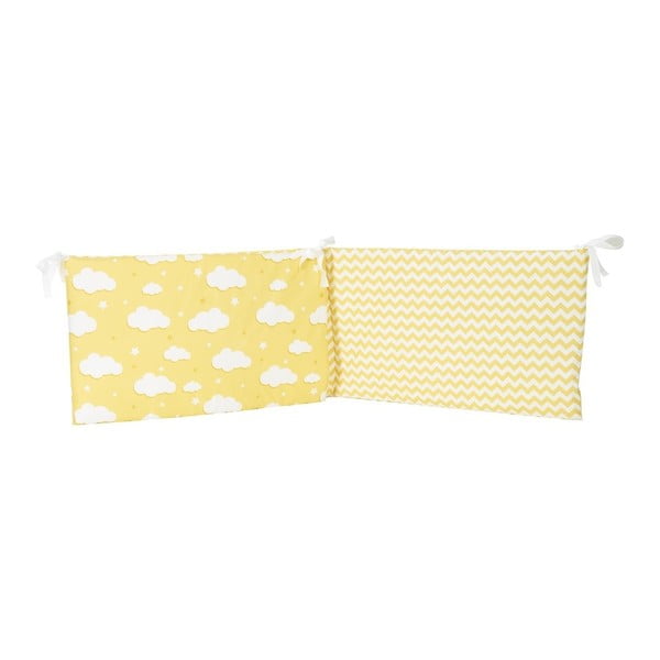 Žuti zaštitni pamučni jastuk za ogradicu za dječji krevet Mike & Co. NEW YORK Carino, 40 x 210 cm
