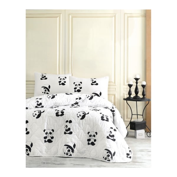 Set pokrivač i dvije jastučnice EnLora Home Panda, 200 x 220 cm