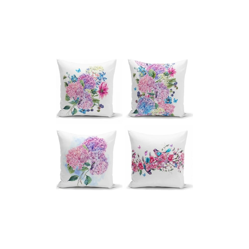 Set od 4 dekorativni premazi na jastucima Minimalistički jastuk pokriva ljubičastu ružičastu, 45 x 45 cm