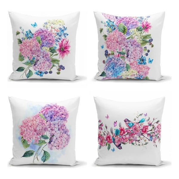Set od 4 dekorativni premazi na jastucima Minimalistički jastuk pokriva ljubičastu ružičastu, 45 x 45 cm