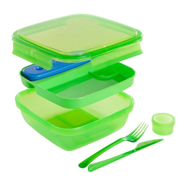 Zelena kutija za objed s priborom za jelo i hladnjakom Snips Lunch, 1,5 l