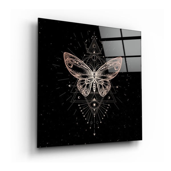 Staklena slika insigne da Vinci stil butterfly, 40 x 40 cm