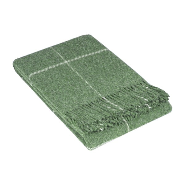 Zeleni vuneni prekrivač LANZARETTI Premium, 140 x 200 cm