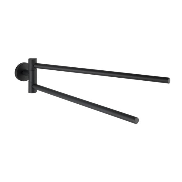 Crni zidni držač s 2 prečke za ručnike od nehrđajućeg čelika Wenko Bosio Rail