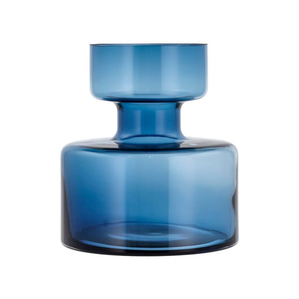 Tamnoplava staklena vaza Lyngby Glas Tubular, visina 20 cm