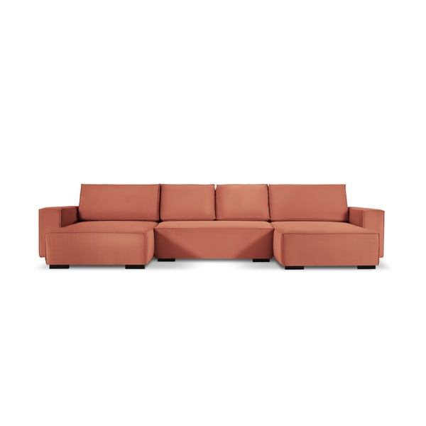Roza baršunasti kauč na razvlačenje "U" oblika Mazzini Sofas Azalea