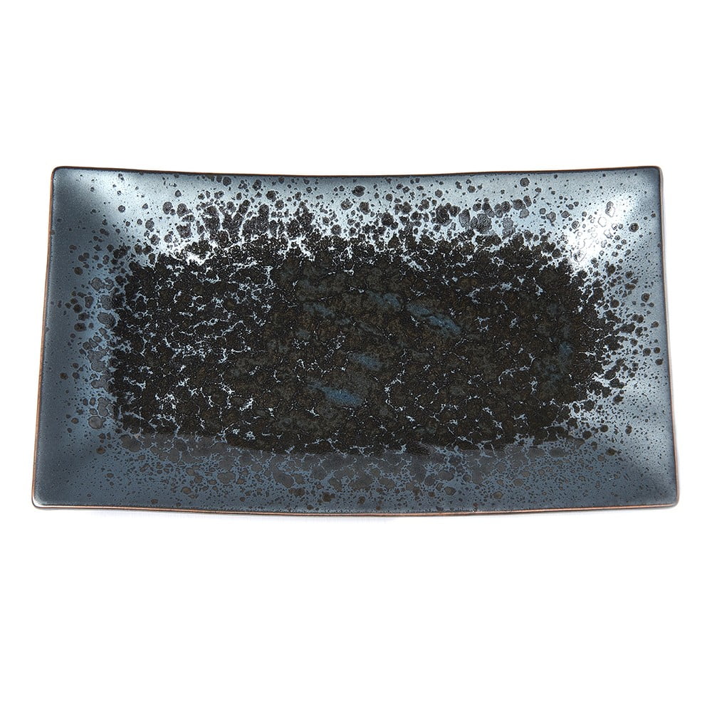 Crno-sivi keramički tanjur za serviranje MIJ Pearl, 33 x 19 cm