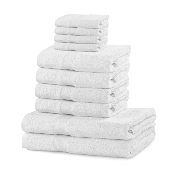 Set od 4 mala, 4 srednja i dva velika bijelih ručnika DecoKing Marina White