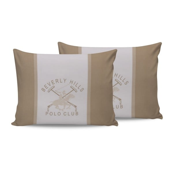 Set od 2 pamučne jastučnice Polo Club Beige, 50 x 70 cm