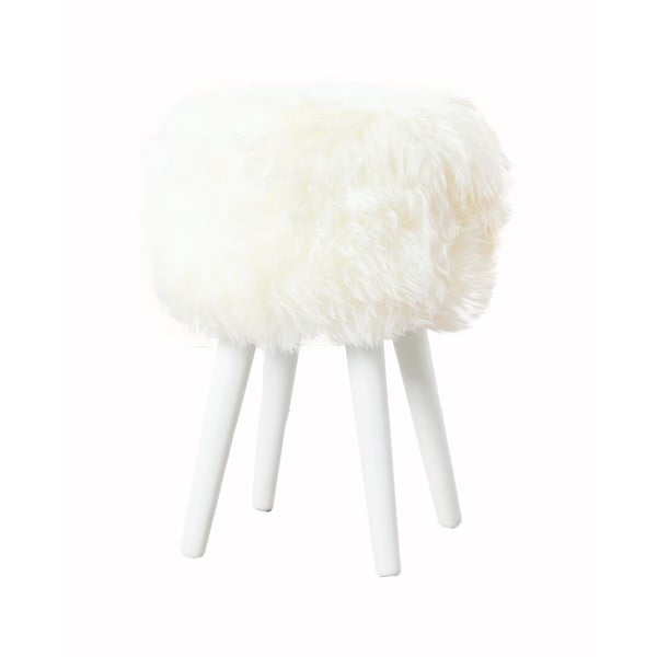 Stolica s bijelim sjedištem od ovčjeg krzna Native Natural White, ⌀ 30 cm