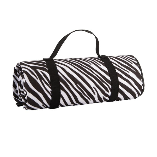 Crno-bijela deka za piknik Navigate Zebra Stripes, 150 x 140 cm