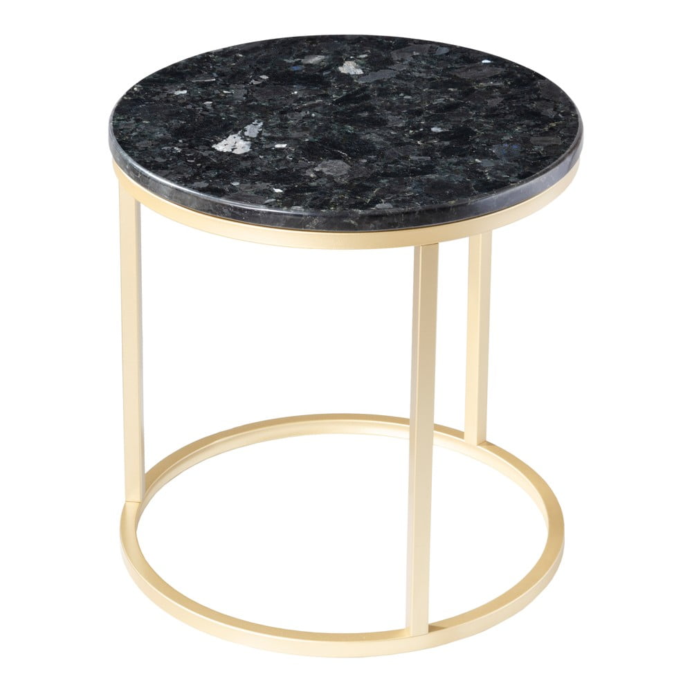 Crni granitni stol sa zlatnim podnožjem RGE Crystal, ⌀ 50 cm