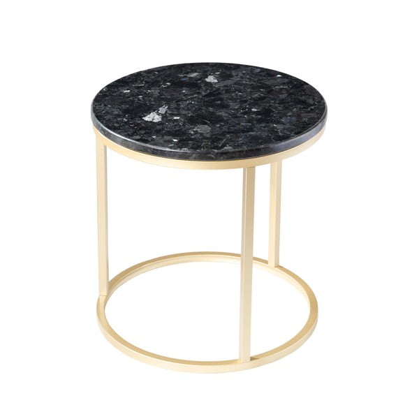 Crni granitni stol sa zlatnim podnožjem RGE Crystal, ⌀ 50 cm